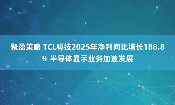 聚盈策略 TCL科技2025年净利同比增长188.8% 半导体显示业务加速发展